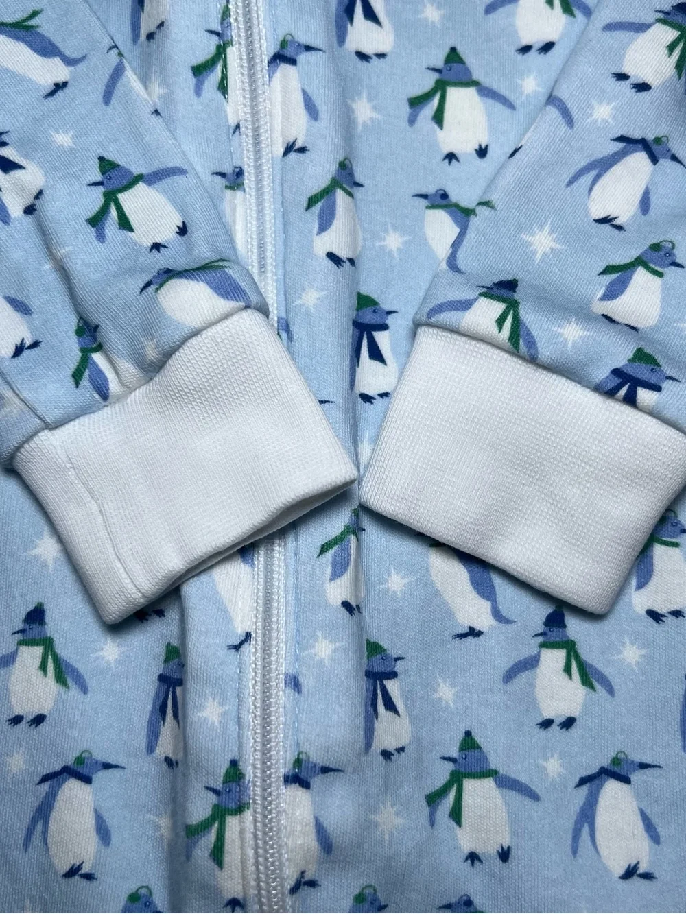 Lila and Hayes PARKER BOYS' ZIPPER PAJAMA - PENGUIN PARTY BLUE size 0-3 M
